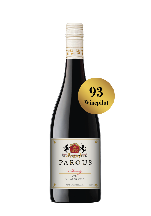 Parous McLaren Vale Shiraz 2021 with a 93 medal from Winepilot